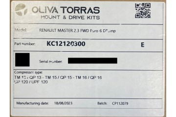 Compressor support Bracket Oliva Torras Renault Master 2 3L FWD KC12120300 Part manufacturer no brand