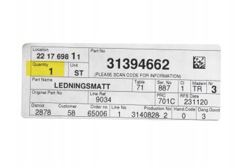 VOLVO S60 V60 V70 XC60 XC70 engine electrical harness D5244T OE Catalog number of the part 31394662h