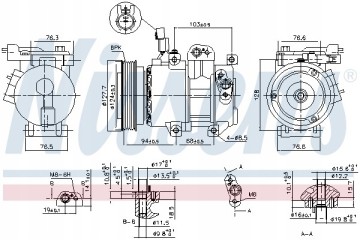Compressor air conditioning NISSENS 890621 Part manufacturer Nissens