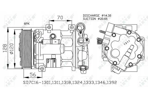 COMPRESSOR AIR CONDITIONING COMPRESSOR 32682 NRF CITROEN Catalog number of the part 32682