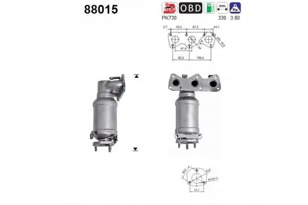 CATALYTIC CONVERTER 88015 AS SKODA VW FABIA Part manufacturer AS