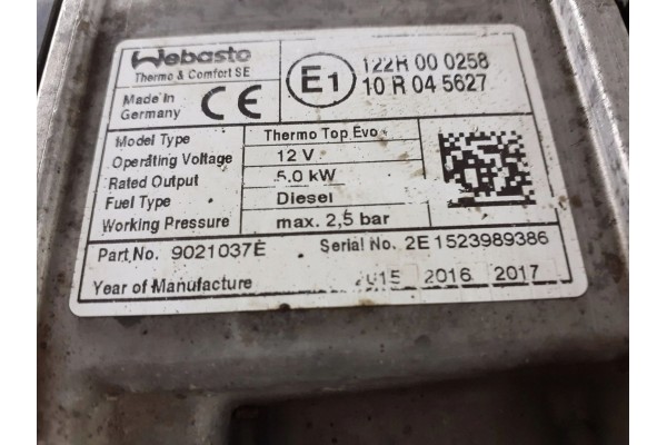 2007 SsangYong Rexton Parking heater Webasto 9021037E Car type passenger cars