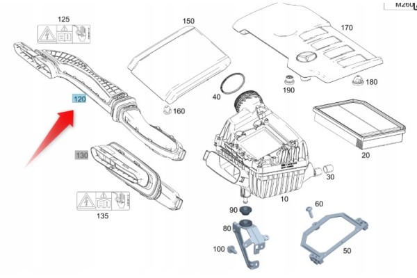 FLEXIBLE AIR HOSE MERCEDES A2600902000 Engine type gasoline