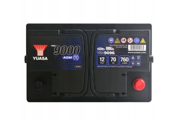 Battery YUASA 12V 70Ah 760A START STOP AGM Plus P YBX9096 Model YBX9096