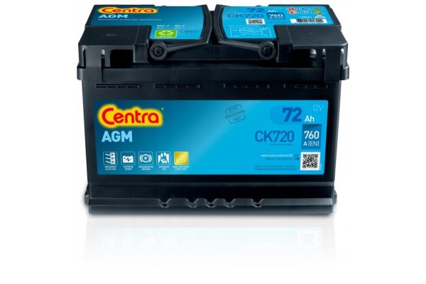 CAR BATTERY EXIDE START STOP AGM 72AH 760A EK720 Catalog number of the part EK700
