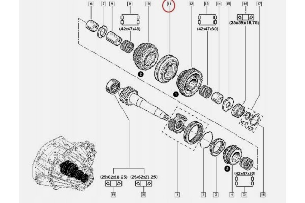 Synchronizer 1 2 Gear RENAULT MASTER TRAFIC OPEL MOVANO VIVARO Catalog number of the part 326049728R