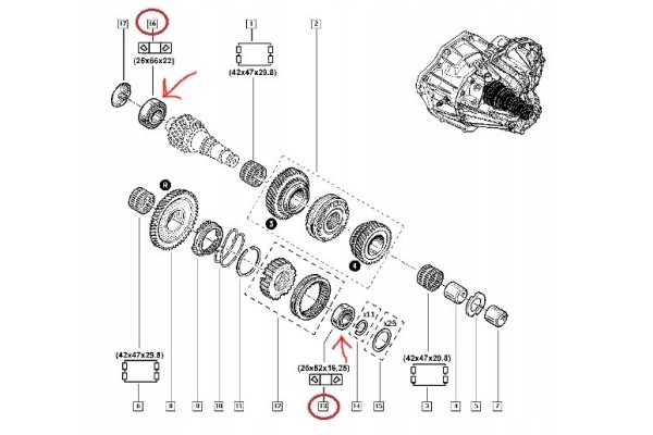 GEARBOX BEARINGS PF6 TRAFIC II VIVARO ORIGINAL Car type cargo vans passenger cars