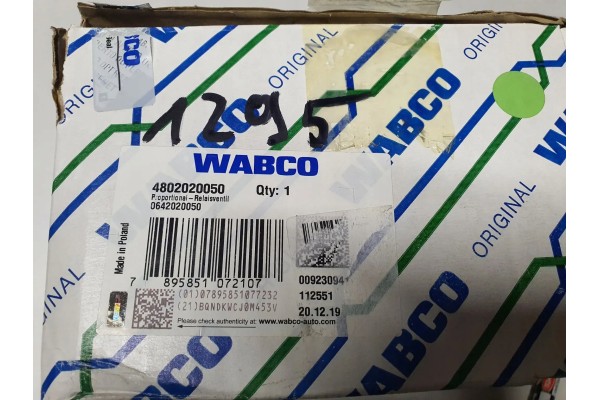 Brake control relay valve EBS semi trailer Wabco 4802020050 DAF MAN Packaging status original