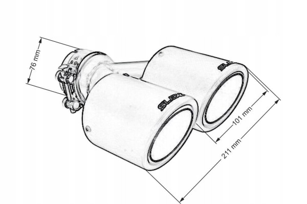 Double Silencer Tip 101mm Input 76mm SLIDE Packaging status original