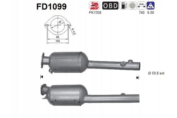 PARTICULATE FILTER FAP DPF FD1099 AS Part manufacturer AS