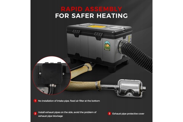 Calefactor estacionario Sunster 8kW 12/24V/230V con Bluetooth y ventil