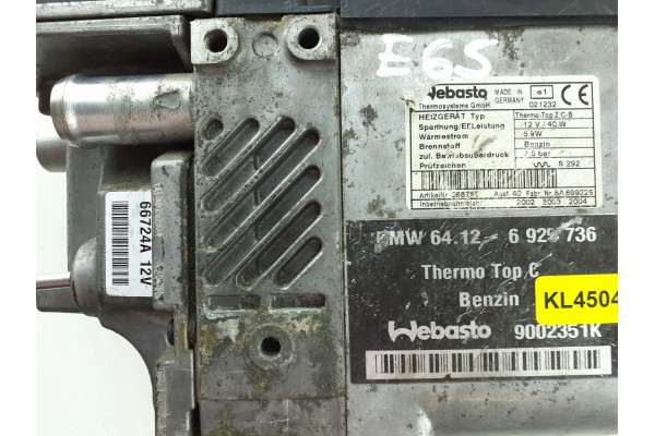 2005 BMW 7 E65 E66 Parking heater Webasto 6925736 Catalog number of the part 6925736