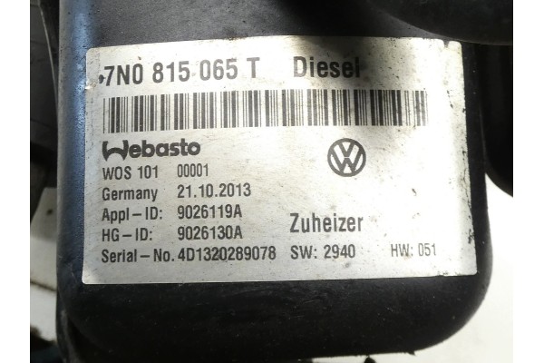 WEBASTO PARKING HEATER VW SHARAN 7N SEAT ALHAMBRA II 7N0815065T Quality of parts according to GVO O original with manufacturer s