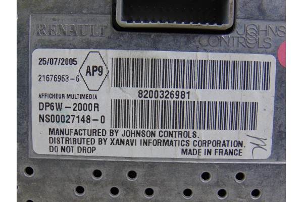 8200326981 PANTALLA MULTIFUNCION RENAULT VEL SATIS (BJ0) Initiale 2005 8200326981 198865 RENAULT - 2