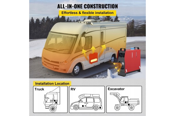 Calefactor estacionario diésel 12V 5KW con pantalla LCD y control rem