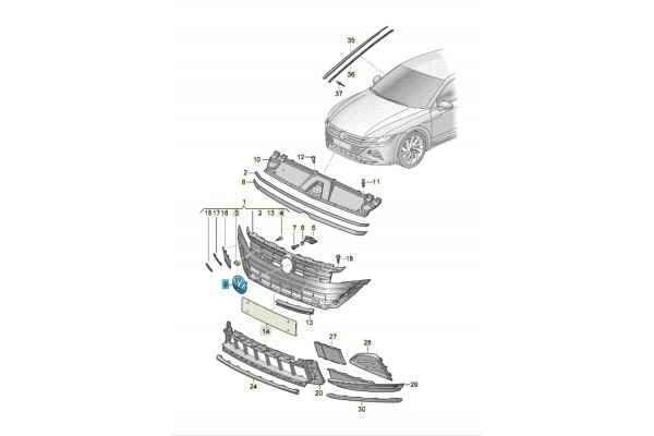 5H0853601NDPJ Stamp VW black chrome glossy ASO VW