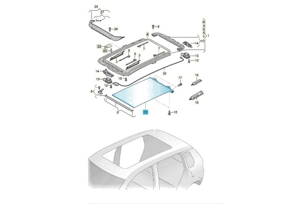 1K9877307D6Z0 sun blind grey pearls ASO VW SKODA SEAT