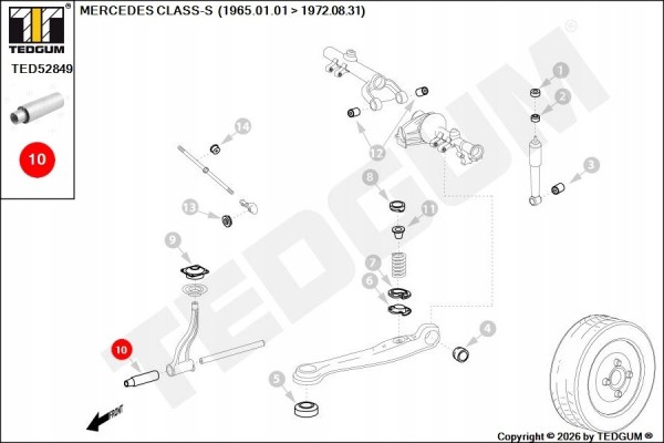 MERCEDES REAR BRIDGE DIFFERENTIAL MOUNTING SLEEVE Catalog number of the part TED52849