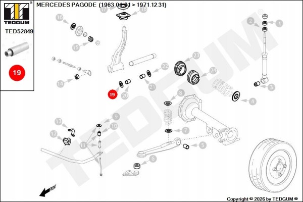 MERCEDES REAR BRIDGE DIFFERENTIAL MOUNTING SLEEVE Quality of parts according to GVO Q original with factory logo OEM OES