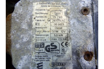 WEBASTO PARKING HEATER EBERSPAECHER HYDRONIC D5WR 7M3815071A AUDI Car type passenger cars
