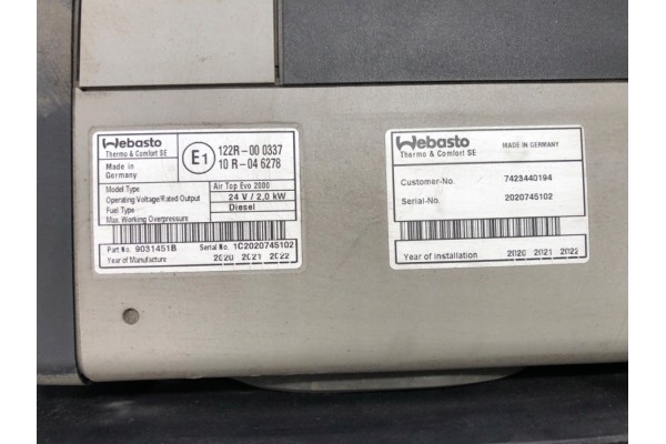 WEBASTO AIR TOP EVO 2000 RENAULT TRUCKS T 7423440194 tractor unit Catalog number of the part LORK 327 533602 7423440194