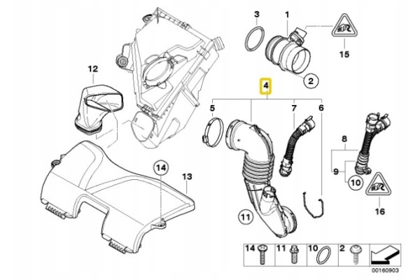 OE BMW 13717810135 AIR HOSE BMW 3 E90 Catalog number of the part 13717810135