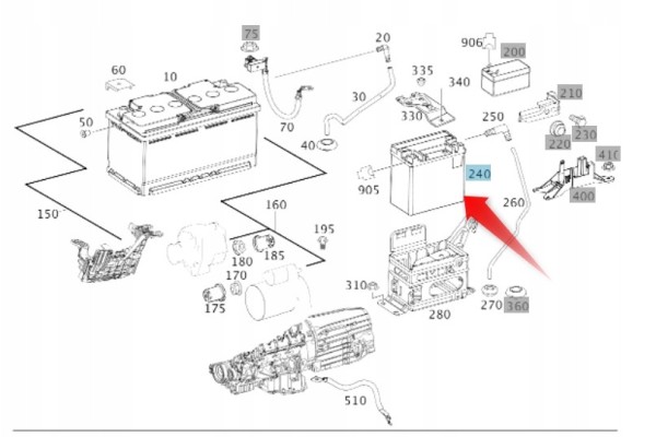 BATTERY MERCEDES ADDITIONAL BATTERY NEW ORIGINAL Catalog number of the part A000982960825