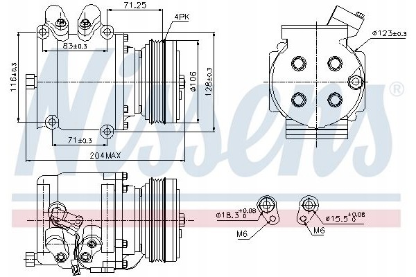 Air conditioning compressor NISSENS 89226 Car type passenger cars