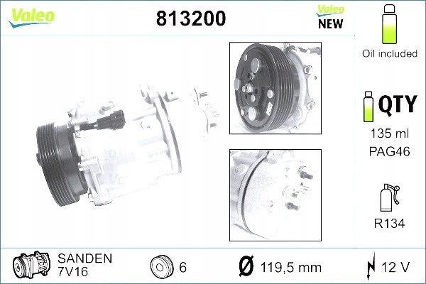 VALEO AIR CONDITIONING COMPRESSOR AUDI A3 TT FORD GALAXY I GALAXY MK I Catalog number of the part 1H0820803D 1100 95NW19D629BB