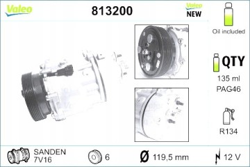 VALEO AIR CONDITIONING COMPRESSOR AUDI A3 TT FORD GALAXY I GALAXY MK I Catalog number of the part 1H0820803D 1100 95NW19D629BB