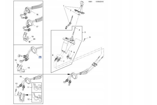 SHIFT CABLE OPEL ZAFIRA C 2 0 CDTI Catalog number of the part 55598050