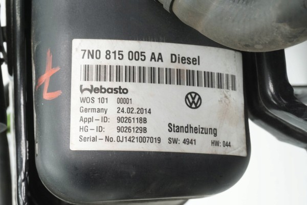PARKING HEATER WEBASTO VW SHARAN SEAT ALHAMBRA 7N0815005AA 9026129B Catalog number of substitutes 5N0819194