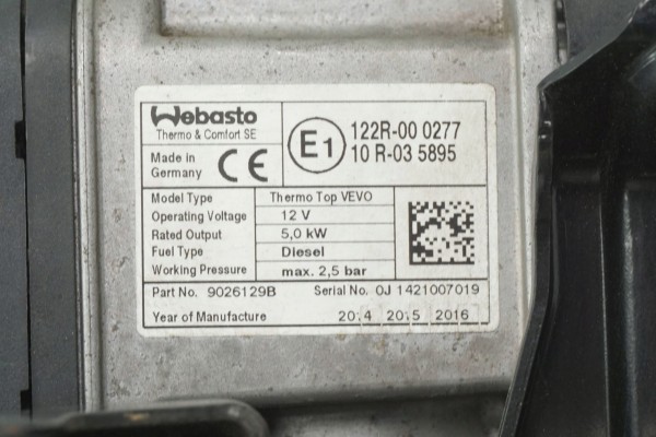 PARKING HEATER WEBASTO VW SHARAN SEAT ALHAMBRA 7N0815005AA 9026129B Catalog number of the original 9026129B