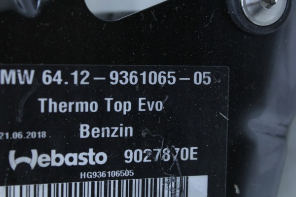 WEBASTO PETROL THERMO TOP EVO for BMW G30 G31 G11 G14 G16 G01 G02 G05 G07 Part manufacturer BMW OE