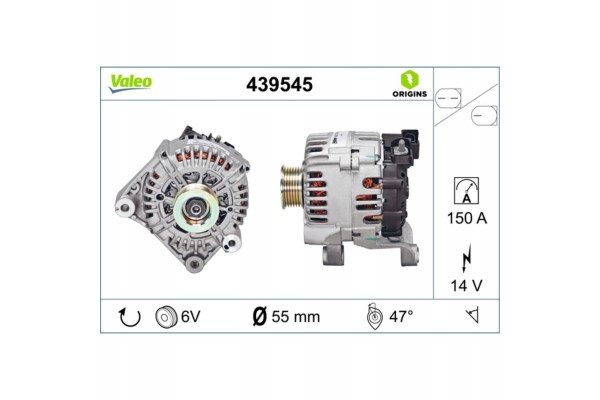 VALEO 439545 Alternator Generator 150A 14V for BMW 5 Touring E61 7 5 Sedan Catalog number of substitutes LAUBER 11 1904 HELLA 8E