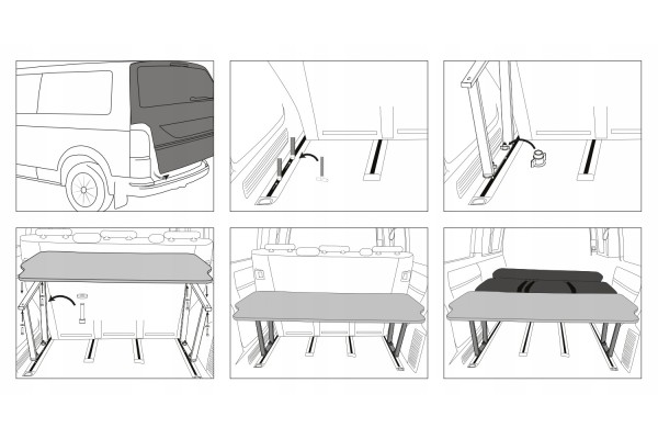Camping bed for the trunk foldable mattress VW T6 MULTIVAN 2015 2019 EAN GTIN 5904708698253