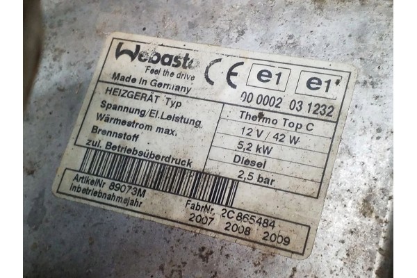 2007 KIA Carens II Parking heater Webasto 2C865484 Catalog number of substitutes 89073M 1300735B 221000500902
