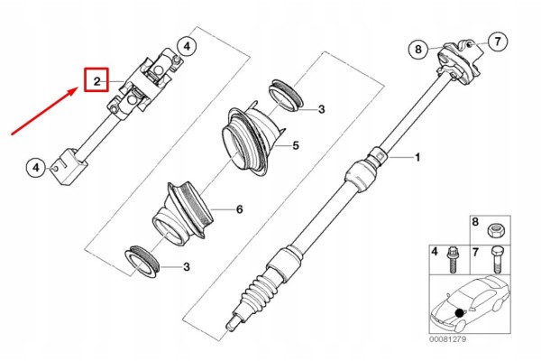 Steering column shaft joint BMW X 5 E 53 3 0 4 8 01 00 12 06 32 30 6 Catalog number of the original 32306762277