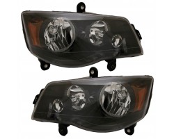 SET OF HEADLIGHTS DODGE GRAND CARAVAN 2011 2019 BLACK HOMOLOGATION EUROPE