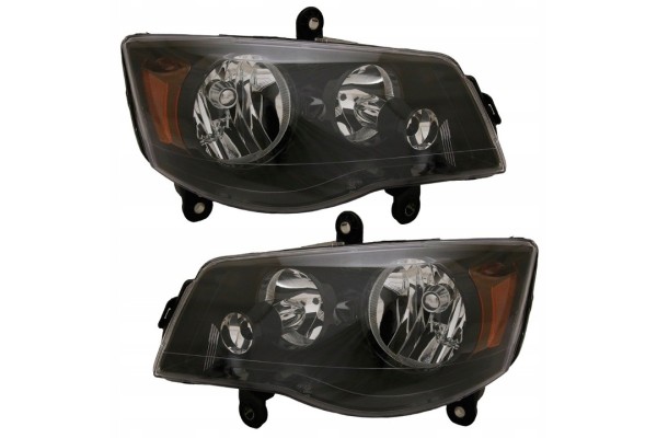 SET OF HEADLIGHTS DODGE GRAND CARAVAN 2011 2019 BLACK HOMOLOGATION EUROPE