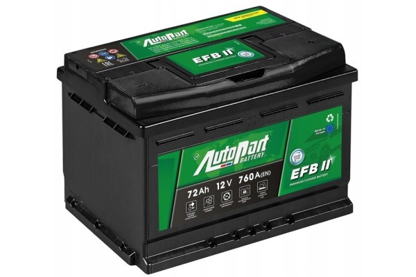 Battery Autopart Galaxy EFB II 12V 72Ah 760A P Catalog number of the part 572 382