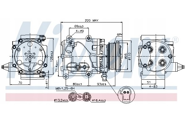 Compressor air conditioning NISSENS 89228 Part manufacturer Nissens
