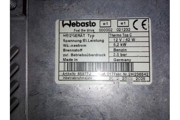 Set Webasto Thermo Top C 5,2 kW Universal Analógico 12V SIN CONTROL