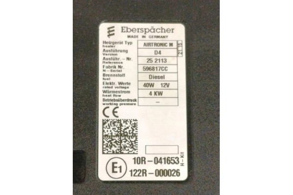 Webasto RENAULT MASTER III VAN FV 10R041653 2015 Quality of parts according to GVO O original with manufacturer s logo OE