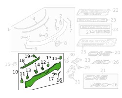 Right trunk lid finish Mazda CX5 2017 2018