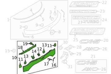 Right trunk lid finish Mazda CX5 2017 2018