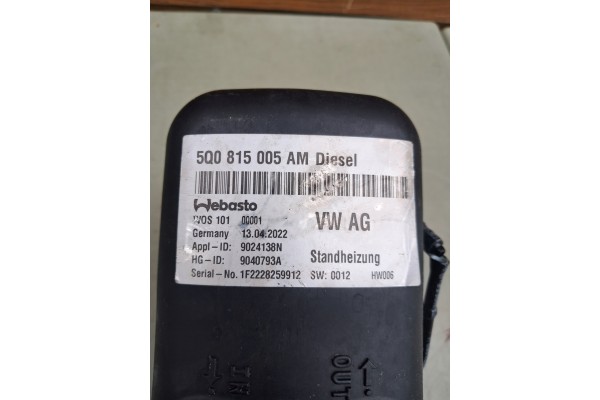 WEBASTO PARKING HEATER VW AUDI 5Q0815005AM Quality of parts according to GVO O original with manufacturer s logo OE