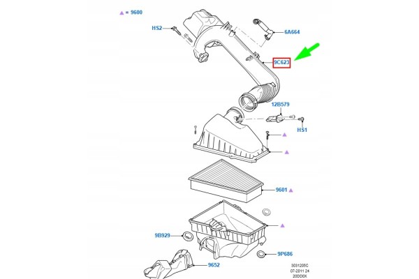 Tubo de canal de aire para filtro de aire FORD MONDEO MK4 1469705 6G91