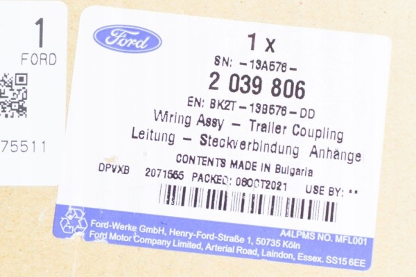 Acoplamiento de remolque con cableado FORD TOURNEO CUSTOM BK2T-13B576-