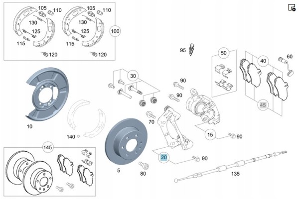 ORIGINAL BRAKE CALIPER YOKE RIGHT REAR MERCEDES SPRINTER W906